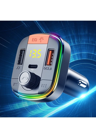 Skycity Siyah Oto Bluetooth Mp3 Çalar Fm Transmitter, 7 Renkli Işık, Ellerden Kurtulmuş Arama, Tf Kart/usb Oynatma, Voltaj Tespiti Desteği