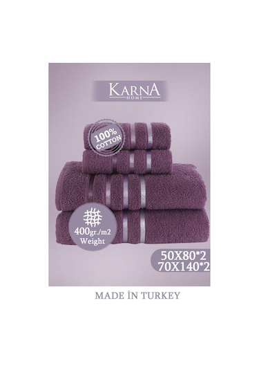Banyo Havlu Seti 4 Lü Bale Mürdüm