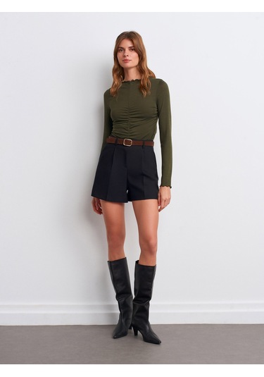 Dilvin 32112 Büzgülü Top-açık Haki Açık Haki