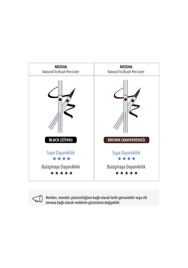 İnce Fırça Uçlu Kalem Eyeliner Natural Fix Brush Pen Liner Black 1