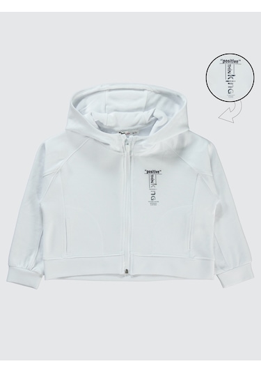 Civil Girls Kız Çocuk Kapüşonlu Hırka 6-9 Yaş Beyaz Beyaz