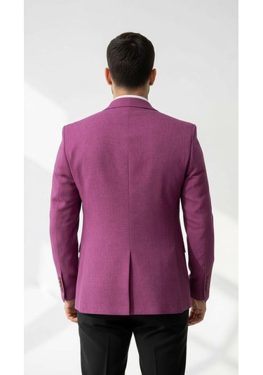 Plus Scorpion Mor Erkek Slim Fit Tek Düğmeli Blazer Ceket Astarli, Şık Ve Modern Kesim Mor