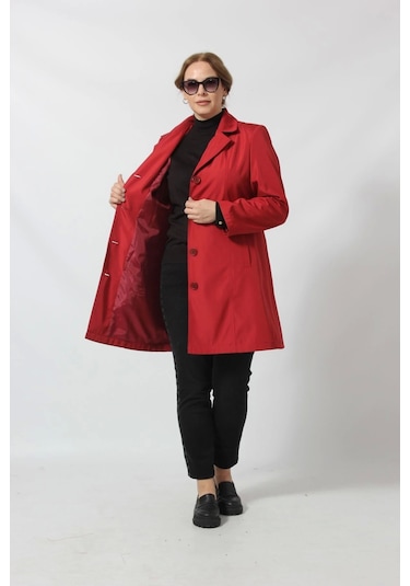 1670 Düğmeli Cep Detaylı Bondit Ceket Kırmızı