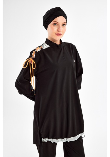 Spor Likra Tam Kapalı Tesettür Mayo Kimber 1202 Siyah Siyah06 Siyah