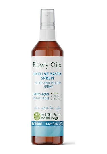Flowy Oils Uyku ve Yastık Spreyi Okaliptus, Nane, Biberiye 50 ML