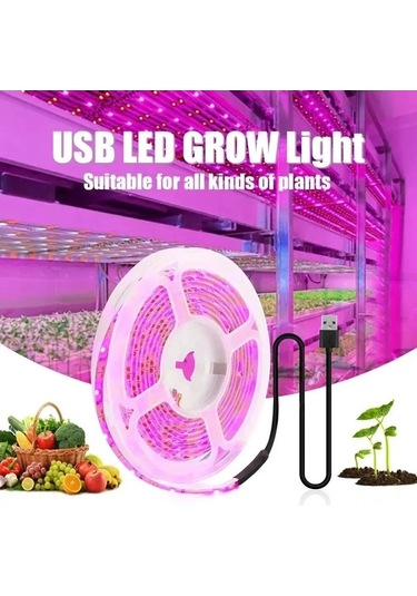 Ulzyvf Led Bitki Işık Şeridi, Usb 5v, Fidelerin Büyümesine Yardımcı, Tam Spektrum, Nem Geçirmez, 5m Diğer