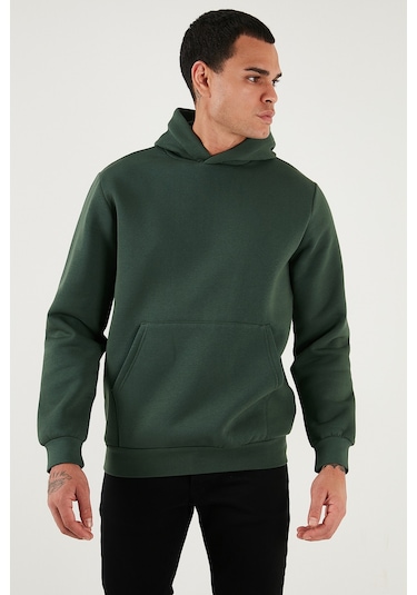 Buratti Regular Fit Kapüşonlu Kanguru Cepli Içi Tüylü Yumuşak Şardonlu Erkek Sweat 5905281 Nefti