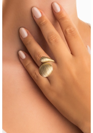 Mirena Damla 18 Ayar Sarı Altın Kaplama Gümüş Yüzük Sarı