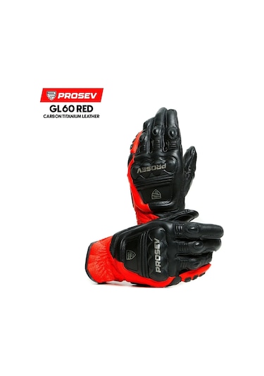 Prosev Gl60 Carbon Titantum Deri Eldiven Kırmızı