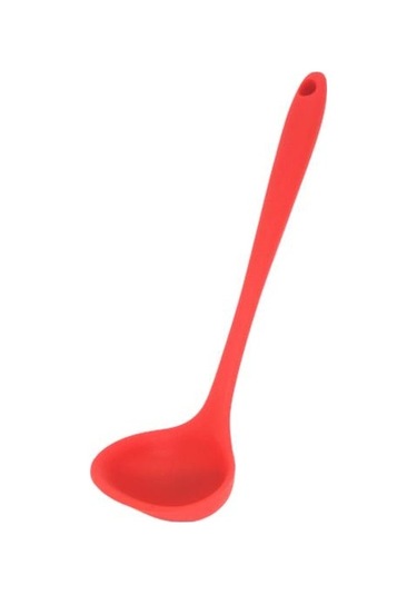 Kırmızı Kaşık Rahat Kavrama Uzun Saplı Asılı Delik Taşınabilir Yapışmaz Gıda Sınıfı Silikon Kaşık Karıştırma Kaşığı