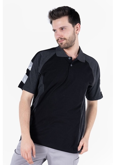 Polo Yaka T-shirt Siyah - Antrasit Gri
