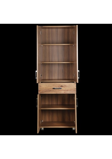 Çok Amaç 12688 Dolap 180 Model Hard Parlak Ceviz Suntalem 4raf 1çekmec El Yapım