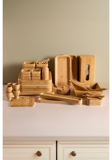 Rumeli Bambu 67 Parça 6 Kişilik Kahvaltı Takımı Kahverengı Kahverengi