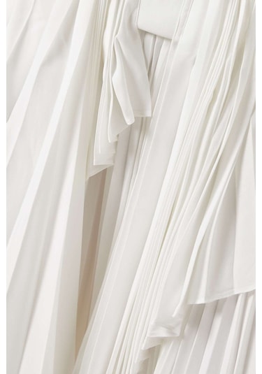 Acler Bolton Fırfırlı Elbise - - %100 Polyester Saten Kumaş Beyaz