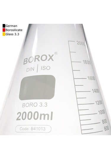 Borox Cam Erlen Şilifli 2000 ML 29/32 Şilifli Erlenmayer