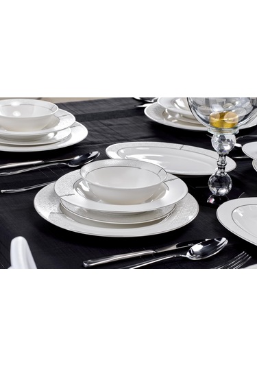 Taç Eliza Noya 53 Parça 12 Kişilik Yemek Takımı Platin