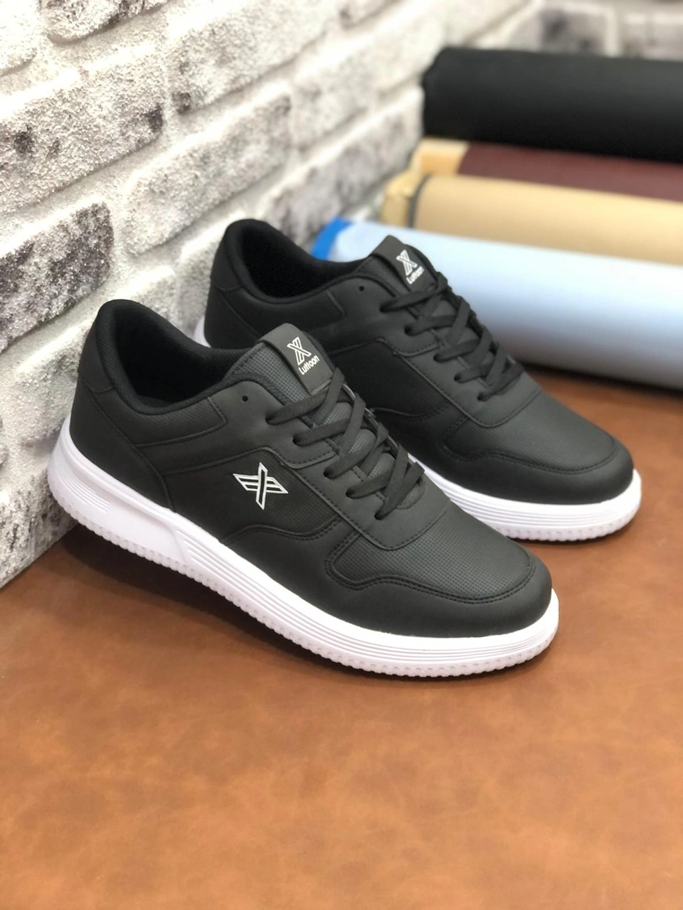 Deritarz Luttoon Büyük Numara 45-46-47-48 Ortopedik Erkek Spor Ayakkabı Siyah Beyaz