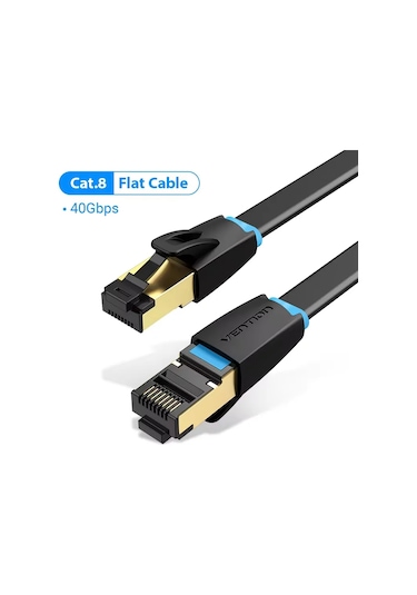 Vention Cat8 Ethernet Kablosu Sttp 40 Gbps 2000 Mhz Cat 8 Rj45 Ağ Lan Yama Pvc Flat Cable 0.5m Diğer