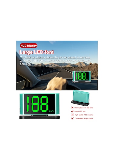 Mufunye Araç Hud Hız Göstergesi - Usb Bağlantılı Yeşil Ekranlı Hız Uyarı Cihazı
