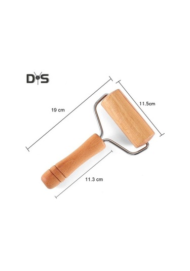 Novahub Ahşap Oklava Hamur Açma Makinesi Fondan Pizza Pişirme Aracı Paslanmaz Çelik Yuvarlatıcı 19x11.4x4cm