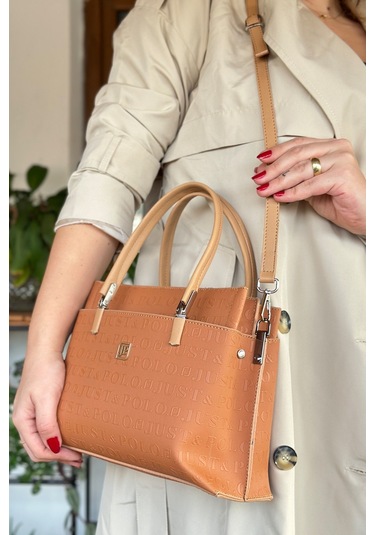 Jps- Just Polo Baskı Desenli Özel Seri El Ve Omuz Çanta Gq-4045-gd - Taba Kombin Taba