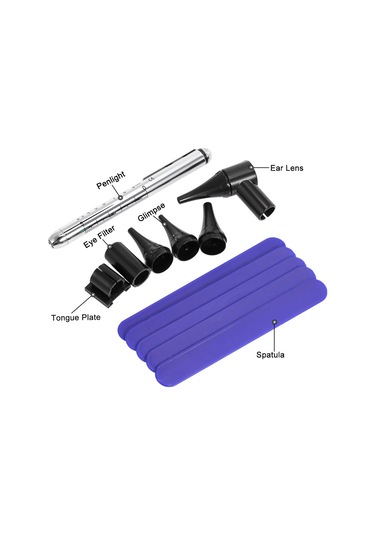 Vkemall Göz, Kulak Ve Boğaz Muayene Seti - Tekerlekli Işık, Tırnak Plakası, 4 Adet Bakış Ve 5 Adet Spatula İle Çelik Malzeme