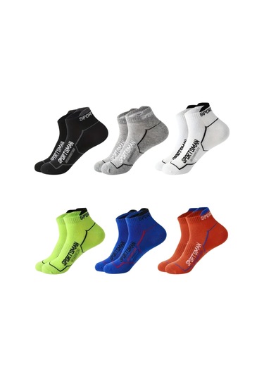 6 Çift Nefes Alabilen Ter Emici Koşu Futbol Fitness Antrenman İçin Erkek Kısa Spor Çorap Çok Renkli