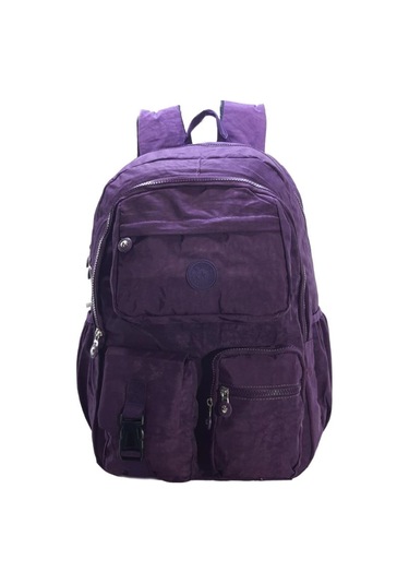 Klinkır Okul Çantası Lise Ortaokul Üniversite Kadın Sırt Çantası Hafif Kumaş Çok Cepli Mor