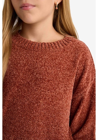 Defacto Kız Çocuk Bisiklet Yaka Şönil Kazak F2619a825wnbn300 Kahve