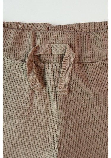 Erkek Çocuk Kahve Desen Kısa Kollu Şortlu Basic Alt Üst Takım 001