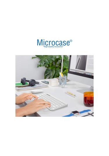 Microcase Yuvarlak Tuşlu Bluetooth Kablosuz Klavye - AL3048 Beyaz