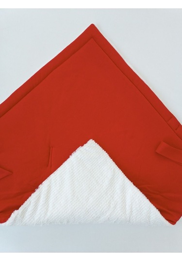 Kışlık Bebek Battaniyesi & Kundağı - Çam Ağacı & Ayıcık Işlemeli Hastane Çıkışı - Yeni Yıla Özel Kırmızı