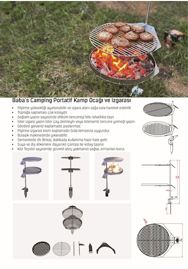 Kamp Izgarası 3300 / Çap: 33 Cm / Portatıf / Baba's Campıng