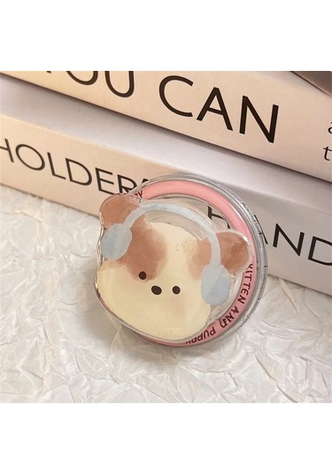 Goldenqian Kore Sevimli Karikatür Köpek Magsafe Manyetik Telefon Griptok Kavrama Tok Standı İphone 15 14 12 Kablosuz Şarj Tutucu Braketi 3 3