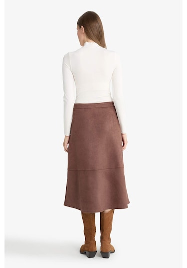 Defacto Wrap Süet Midi Etek G1109ax25aubn539 Kahve