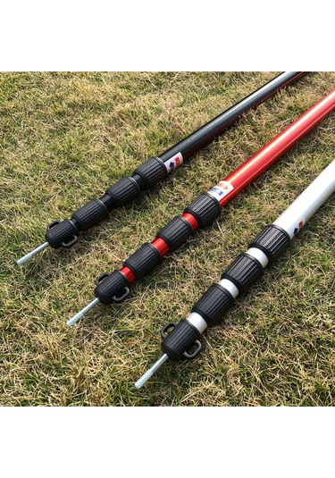 Lemestar Alüminyum Çelik Güneşlik Çadır Çubuğu 280cm - 4 Bölümlü Genişletilebilir, 0.9m İçinde Saklanabilir, 600g, Kırmızı Tek Adet Kırmızı