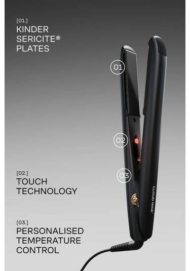 Cloud Nine Touch Iron, Sericite Plakalı Dokunmatik Teknolojili Saç Düzleştirici Siyah