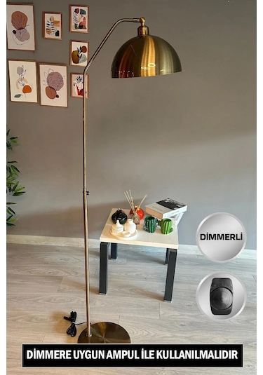 Dimmerli Işığı Ayarlanabilen Işığı Artırılıp Azaltılabilen Eskitme Hareketli Başlık Metal Lambader Eskitme