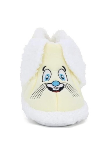 Kulakcıklı Kreş Ev Okul Ayakkabısı Unisex Bebek Çocuk Panduf Kırık Beyaz