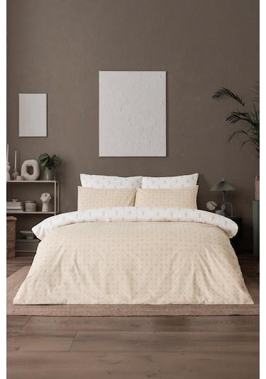 Mix & Match Noelle %100 Pamuk Çift Kişilik Nevresim Seti Bej