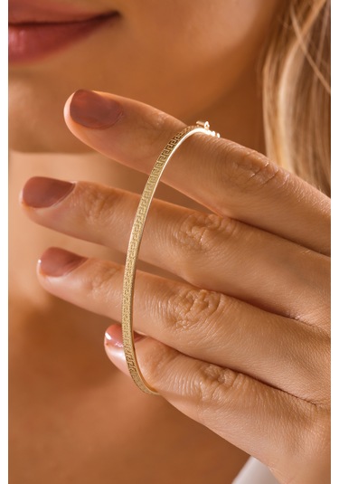 14 Ayar Altın Esli Model Kalemli Kelepçe Bilezik - Mmblk-33033 Sarı Altın