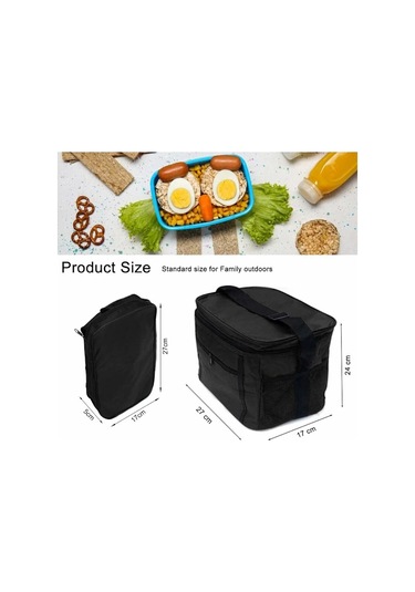 Xj Yalıtımlı Öğle Yemeği Çantası, 10 L Soğutucu Çanta, İş/okul/piknik/piknik İçin Öğle Yemeği Çantası, Siyah Çok Renkli