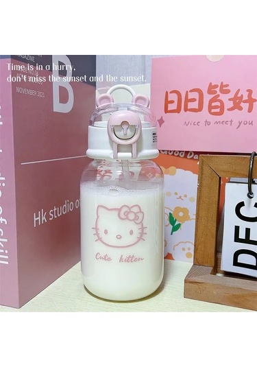 Reedark 0.5l Termo Mug - 12 Saat Sıcak/soğuk Tutar, Pembe Çizgi Film Desenli Siyah