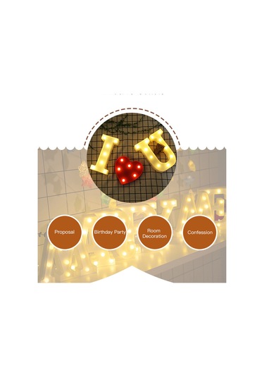 Shineyee Led Harf Işığı Q - Pvc Malzeme, Isı Beyaz Işık, Ev/parti Dekorasyonu, 3v Pil Beslemeli Pil Dahil Değil Diğer