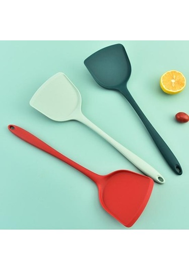 Sarı Silikon Spatula Geniş Yapışmaz Isıya Dayanıklı Rahat Kavrama Kolay Temiz Kızartma Gıda Sınıfı Pişirme