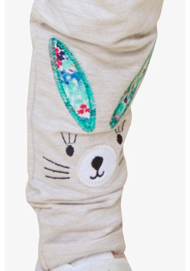 Breeze Kız Bebek Tayt Pantolon Tavşan Nakışlı 9 Ay-3 Yaş, Bej Melanj Bej Melanj