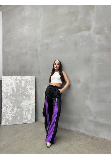 Paradise Urban Zip Track Pant Blok Detaylı Mor