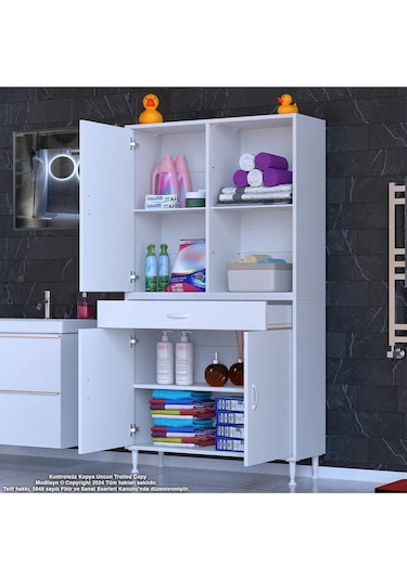 90 X 173 X 32,5 Cm 1 Çekmece 3 Kapak 3 Raf 6 Göz Bölme Organizatör Mutfak Dolabı Çok Amaçlı Dolap Beyaz 90 X 173 X 32,5 Cm 1 Çekmece 3 Kapak 3 Raf 6 Göz Bölme Organizatör Mutfak Dolabı Çok Amaçlı Dolap Beyaz