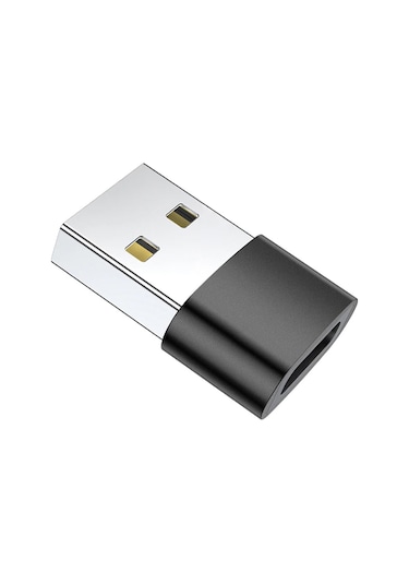 Android Şarj Usb A Erkek To Type C Dişi Çevirici Dönüştürücü Adaptör Siyah