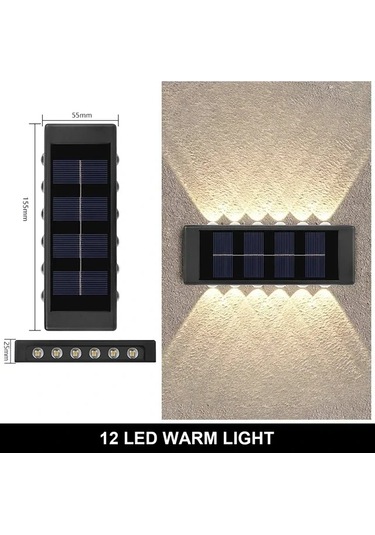 Hishopping Güneş Enerjili Dış Duvar Lambası 2-12 Led Su Geçirmez Bahçe Dekoratif Aydınlatmamavi Mavi